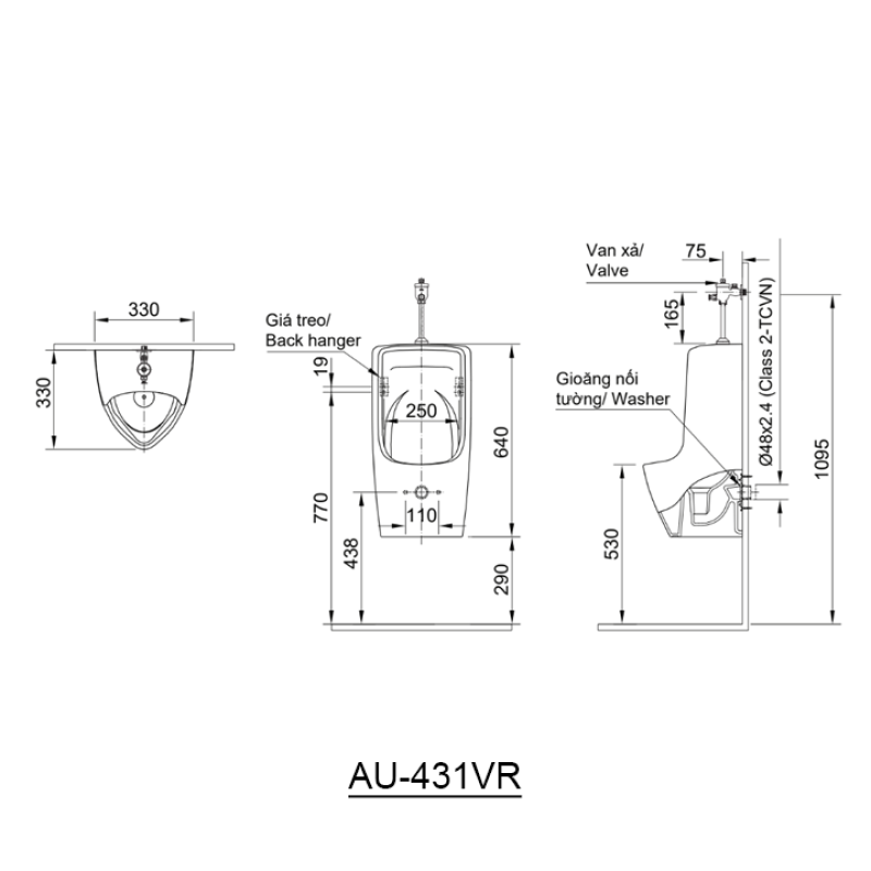 Bồn tiểu treo tường INAX AU-431VR