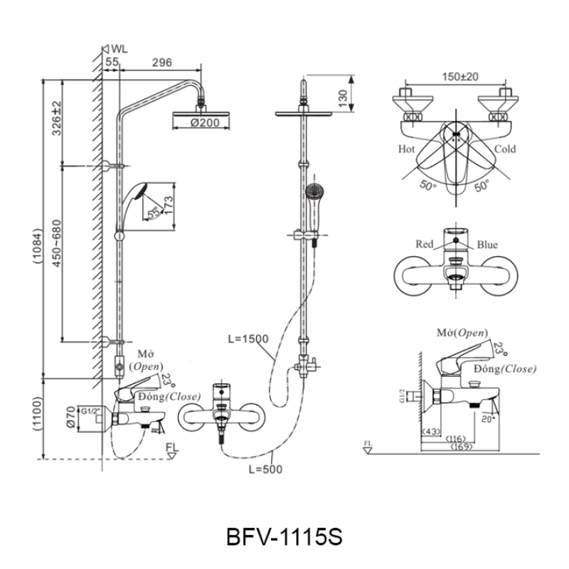 Cây sen tắm INAX BFV-1115S