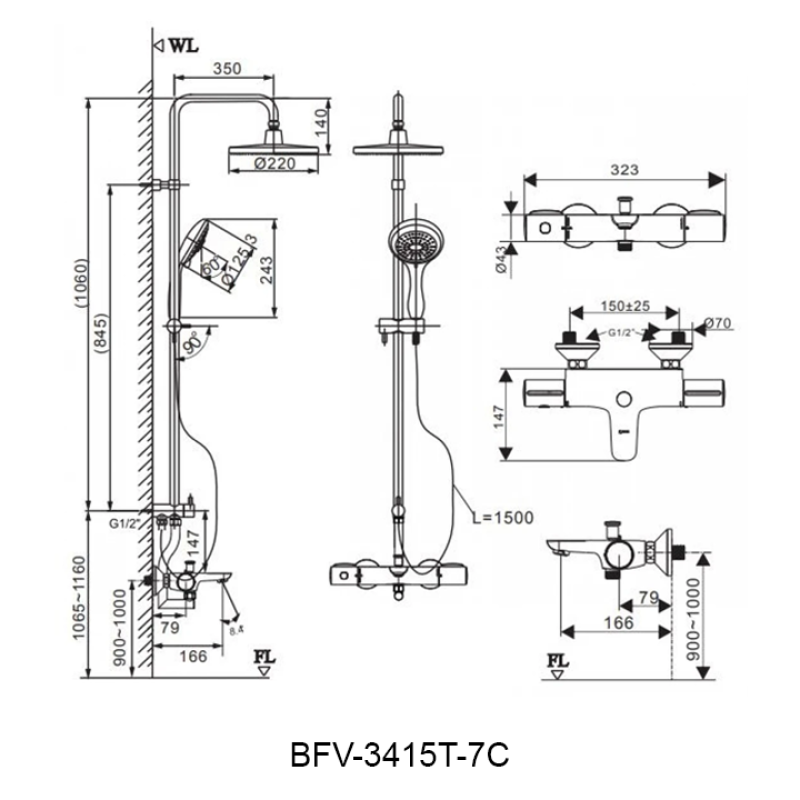 Cây sen tắm INAX BFV-3415T-7C