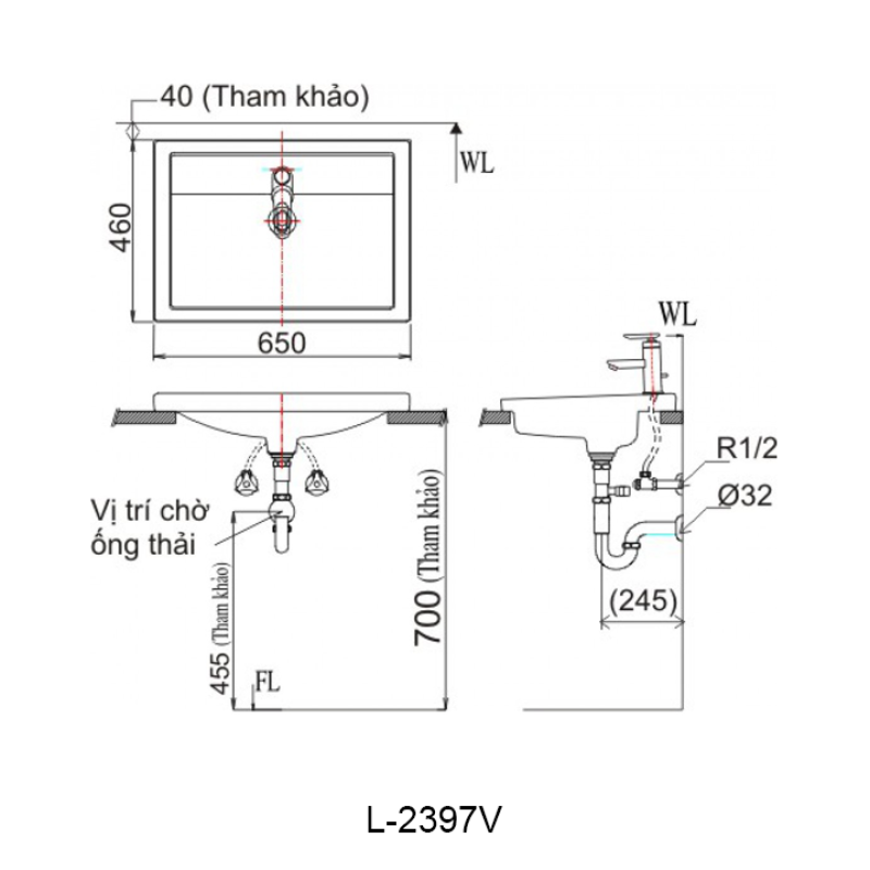 Chậu lavabo INAX L-2397V