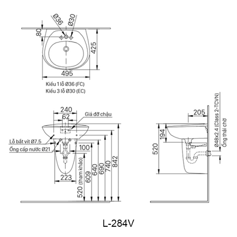 Chậu lavabo INAX L-284V