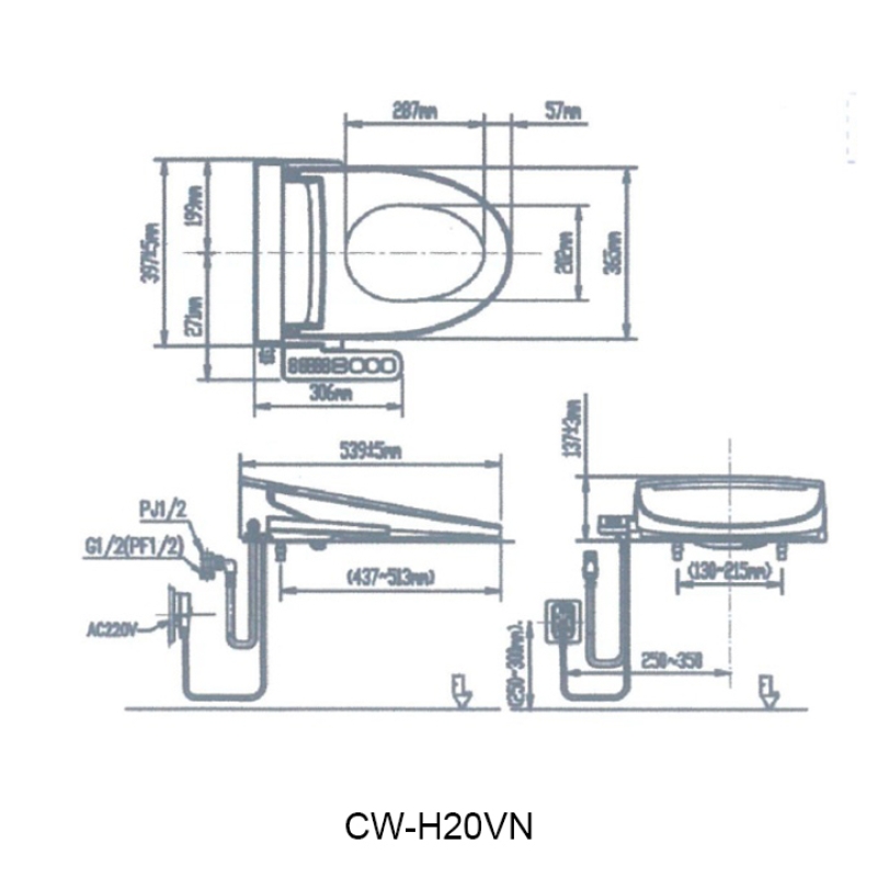 Nắp rửa điện tử INAX CW-H20VN