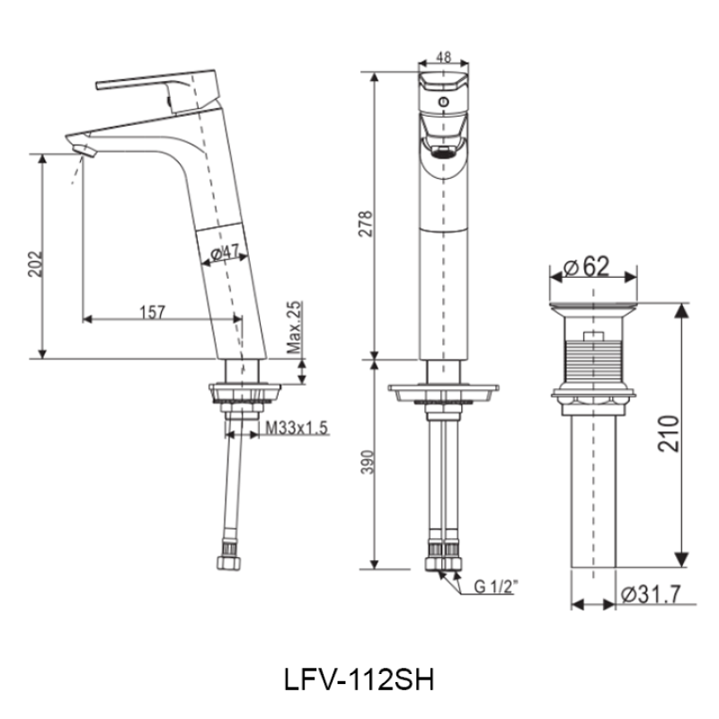 Vòi lavabo INAX LFV-112SH, Vòi nóng-lạnh