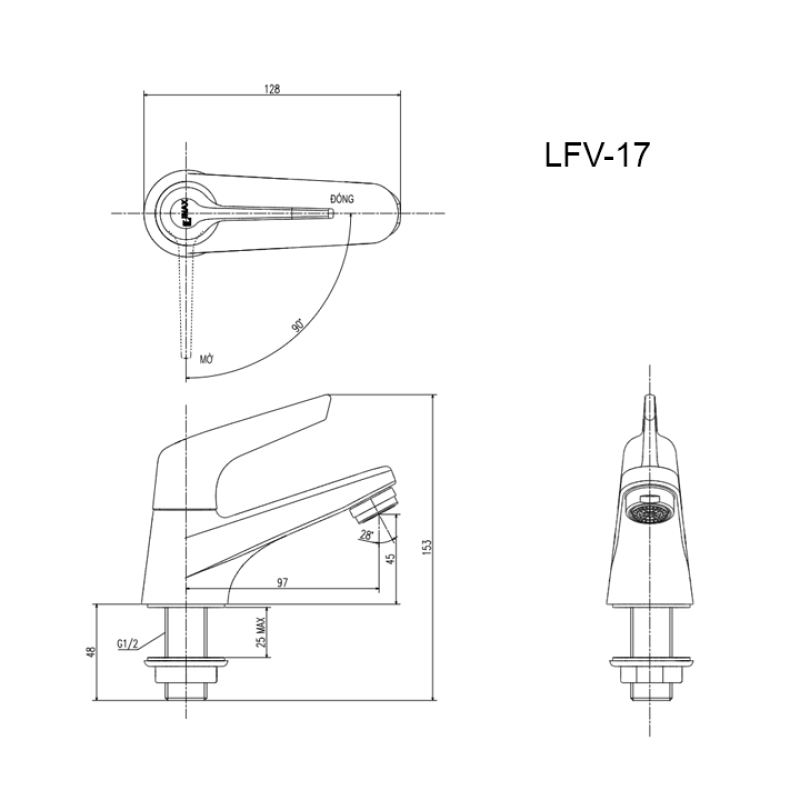 Vòi gắn chậu INAX LFV-17, vòi lạnh