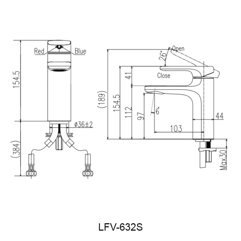 Vòi lavabo INAX LFV-632S, Vòi nóng lạnh