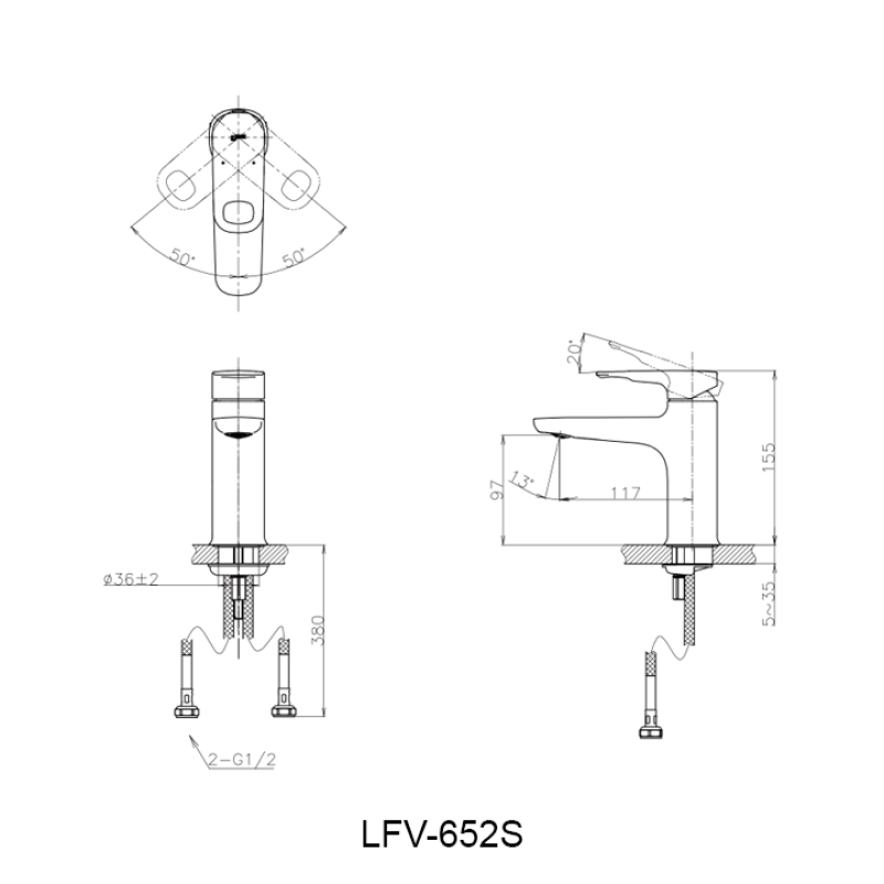 Vòi lavabo INAX LFV-652S, Vòi nóng lạnh