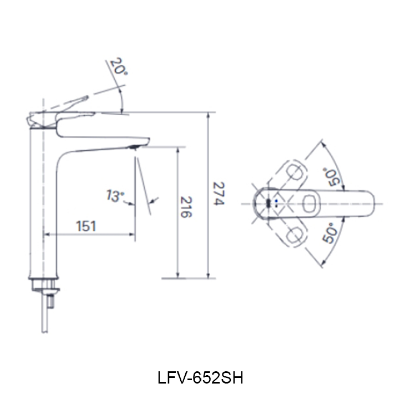 Vòi lavabo INAX LFV-652SH, Vòi nóng lạnh