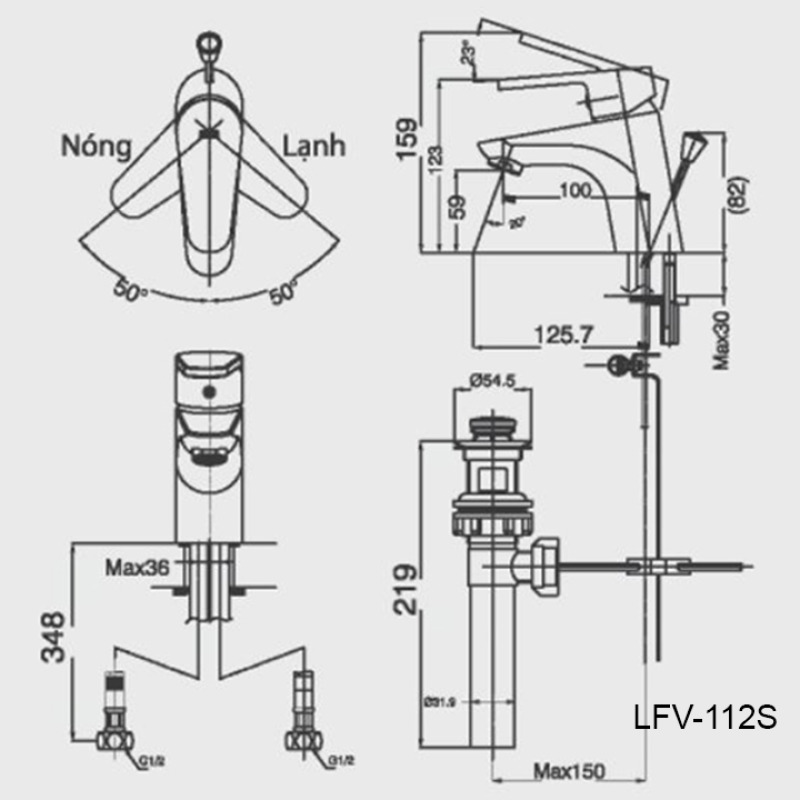 Vòi lavabo INAX LFV-112S, Vòi nóng lạnh