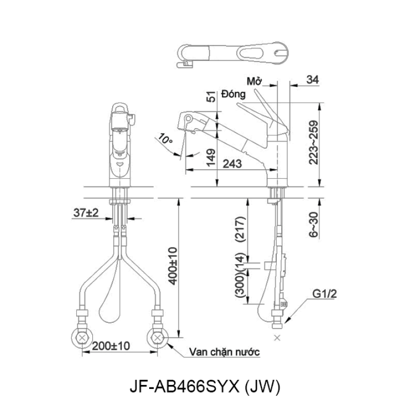 Vòi rửa chén INAX JF-AB466SYX(JW)