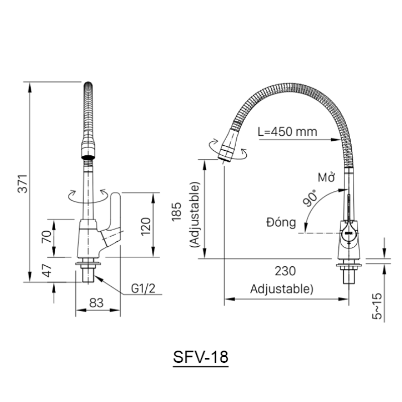 Vòi rửa chén INAX SFV-18