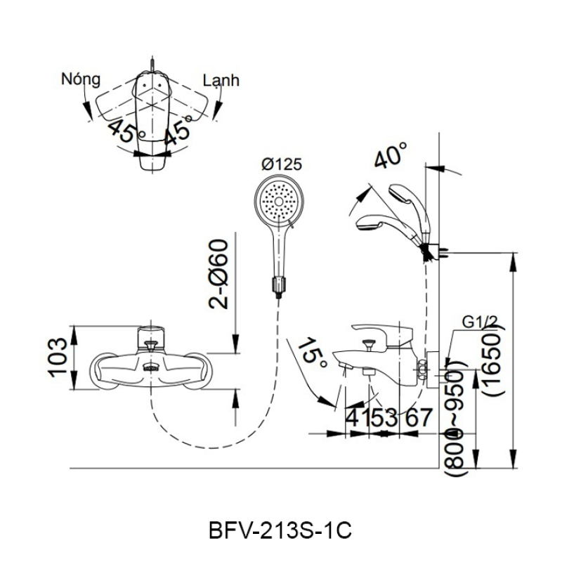 Vòi sen tắm BFV-213S-1C