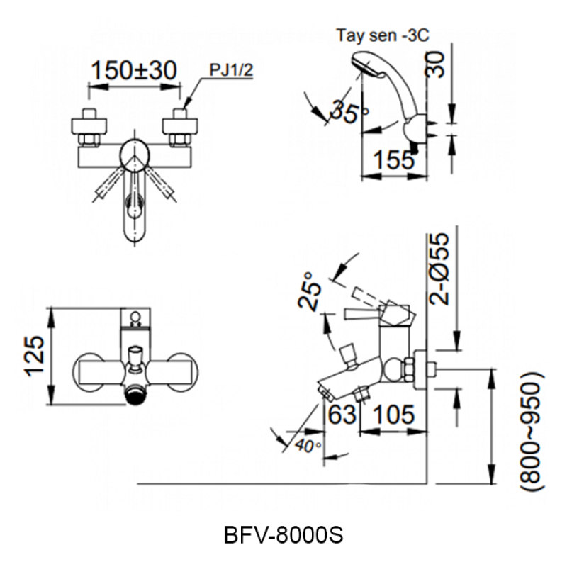 Vòi sen tắm INAX BFV-8000S