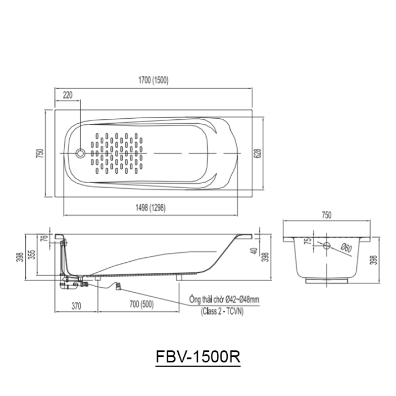 Bồn tắm INAX MBV-1500R