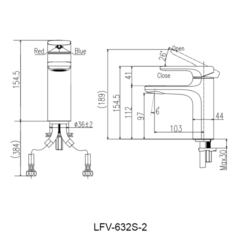 Vòi lavabo INAX LFV-632S-2, Vòi nóng lạnh